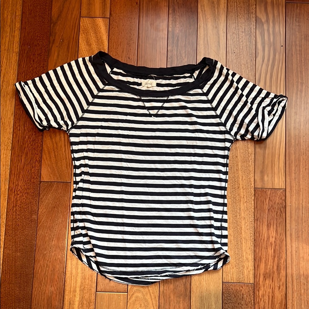 Aerie Navy Blue and White Striped Tee